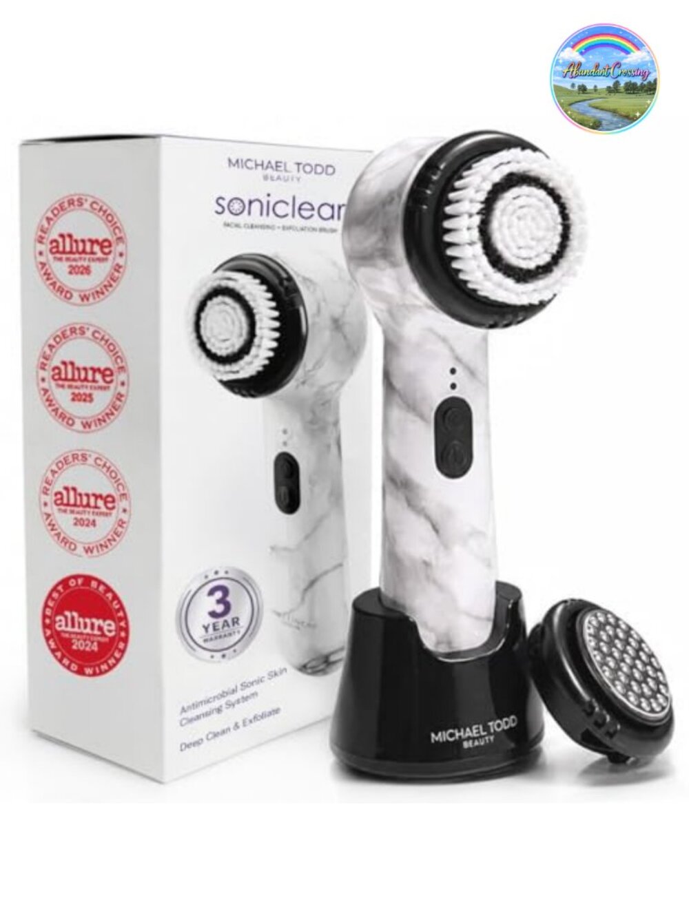 Sonic Powered Facial Cleansing Brush with Infusion & Brush Heads, 4 Speeds,